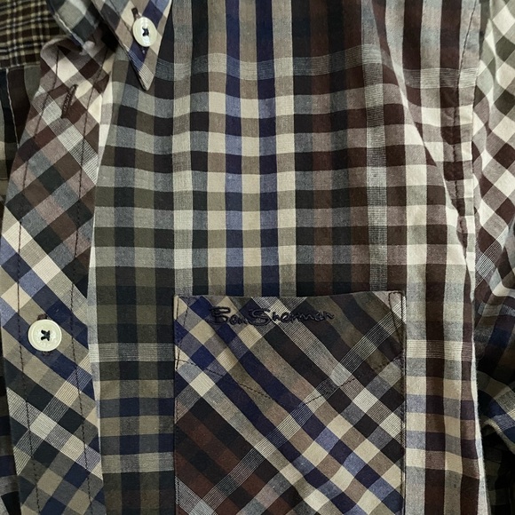 Ben Sherman Gingham Check Plaid Long Sleeve Button Down Shirt S - Picture 4 of 8
